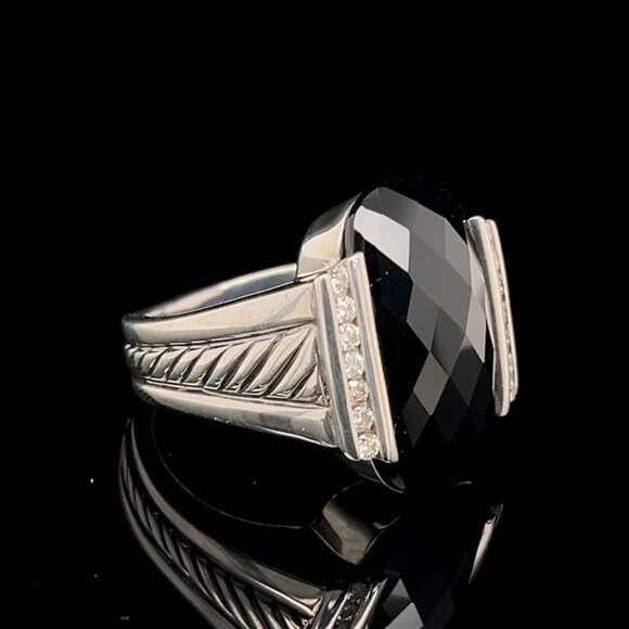 David Yurman Black Onyx Diamond Ring - Picture 3 of 7